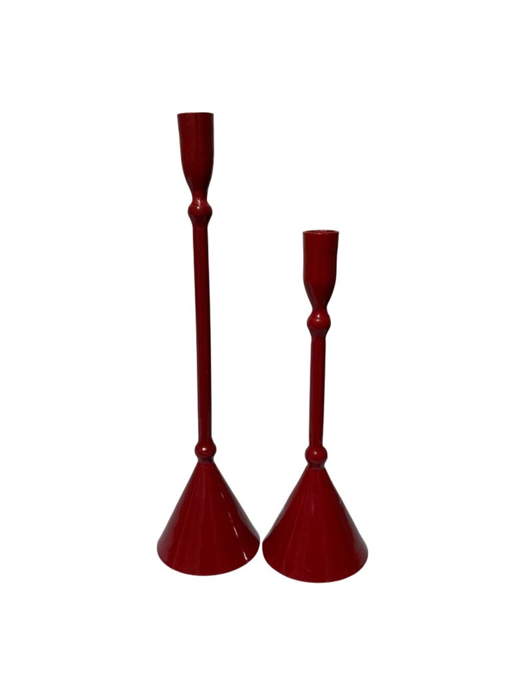 Memphis Milano Style Post Modern Design Red Candlestick Candle Holders Set of 2